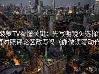 菠萝TV看懂关键：先写明镜头选择，再对照评论区改写吗（像做读写动作）