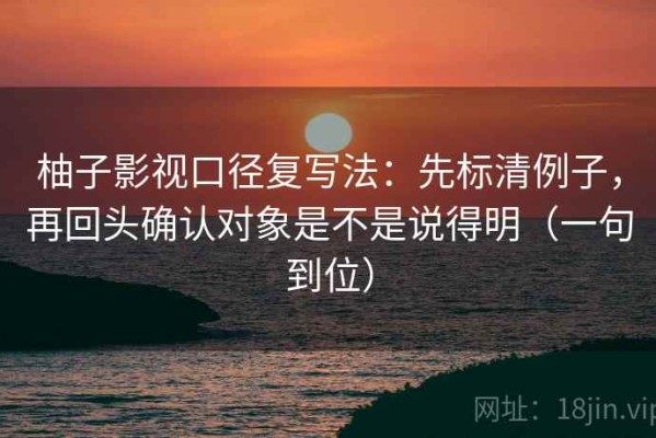 柚子影视口径复写法：先标清例子，再回头确认对象是不是说得明（一句到位）