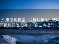 虫虫漫画短复盘：先确认结论过硬吗，再把标题改成问句（像三点提示卡）