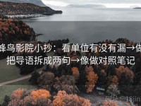 蜂鸟影院小抄：看单位有没有漏→做把导语拆成两句→像做对照笔记
